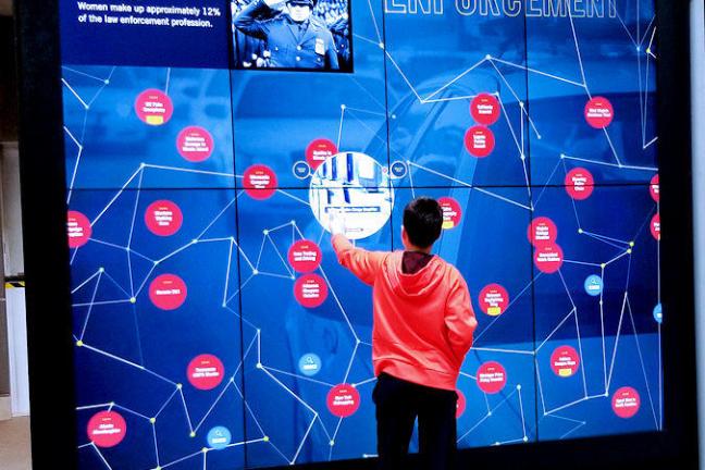 An interactive screen at the Law Enforcement Museum