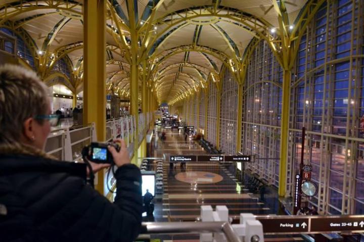 Large windows and arches at the airport