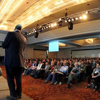 A presentation and audience