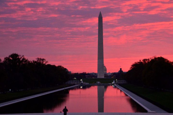 Reflecting Pool and Washington Monument at Sunrise