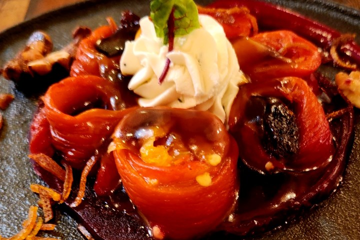 a close up of a plate of food