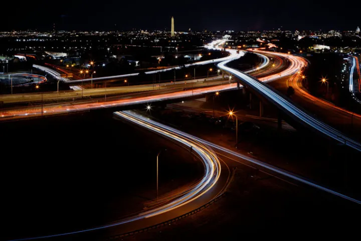 I-395 into Washingtin, DC from the Monument View Room in Crystal City