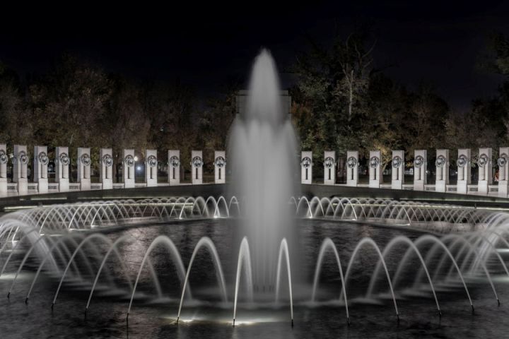 World War II Memorial at night