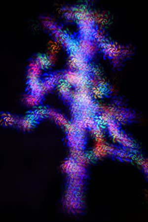 Illuminated tree with flower bokeh, wide f-stop