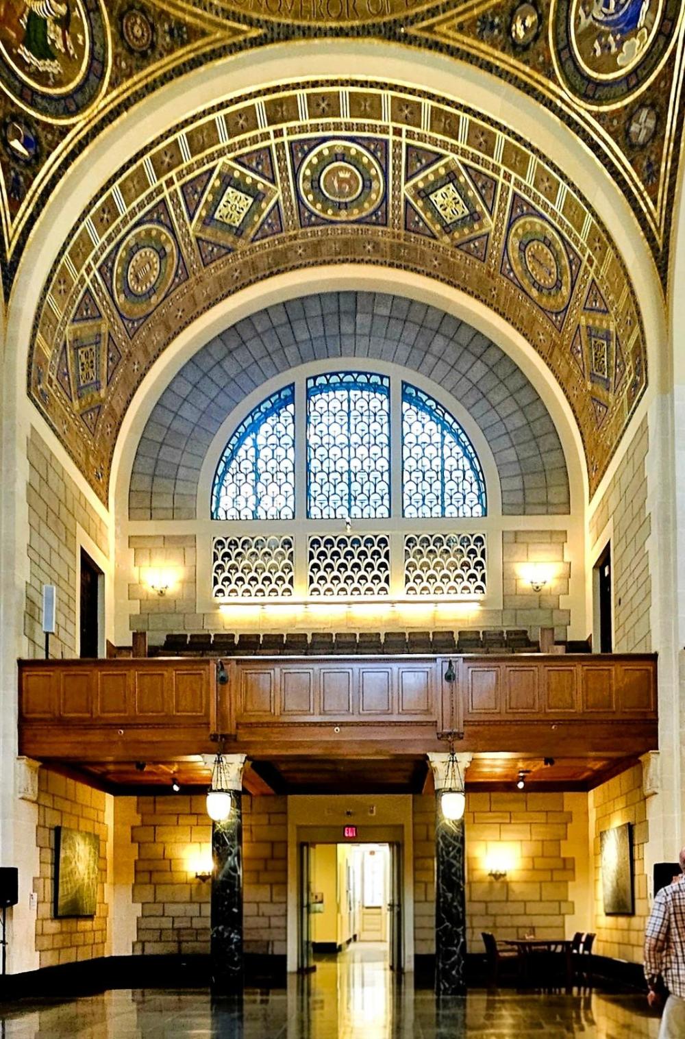 National academy of Sciences ornate interior with arched ceiling and intricate designs.